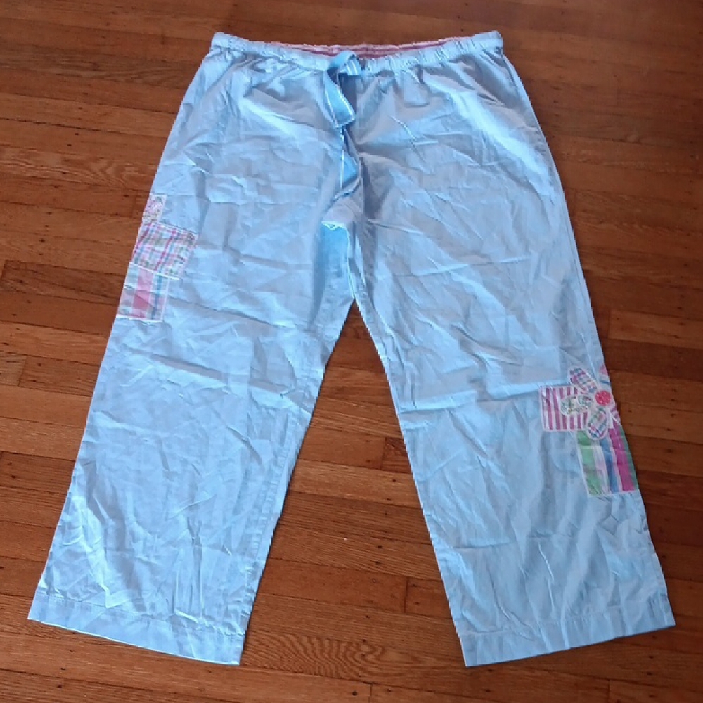 Aeropostale Light Blue Pajama Bottoms with Pink Waistband